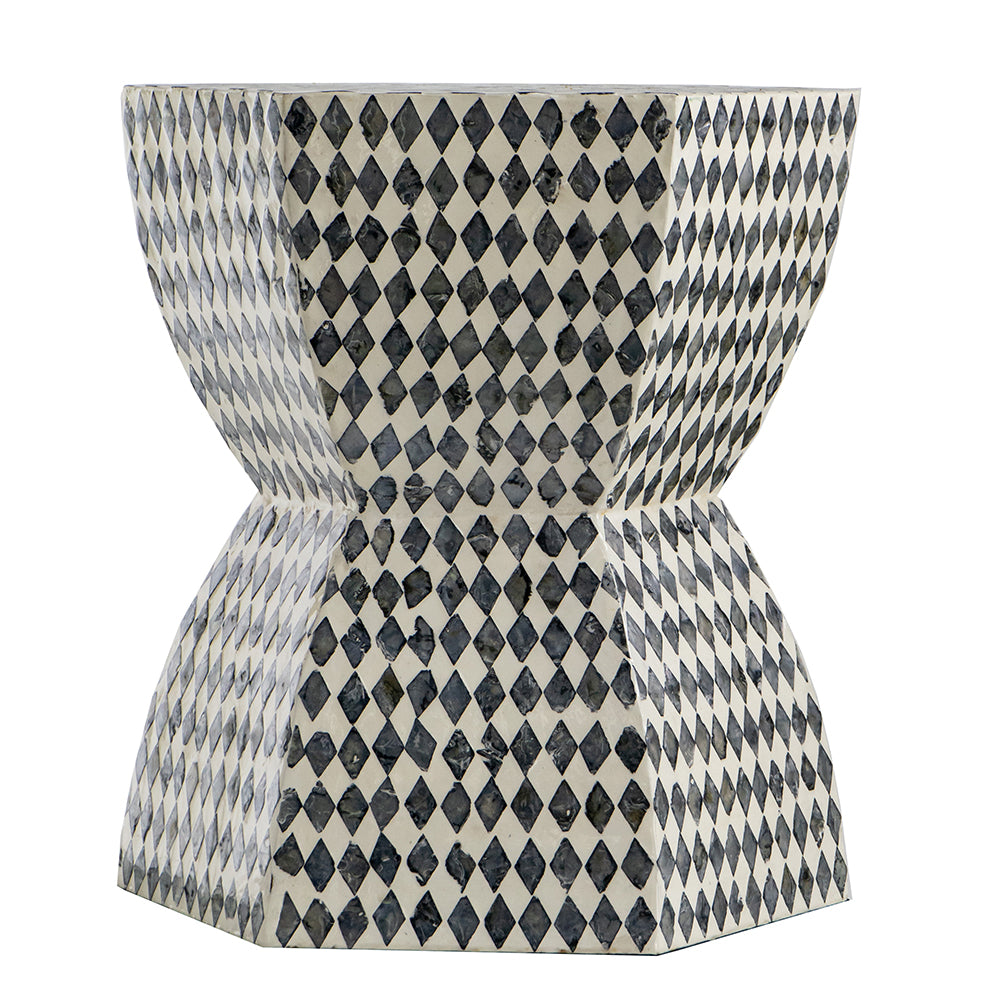 Black and White Hexagon Stool- Table