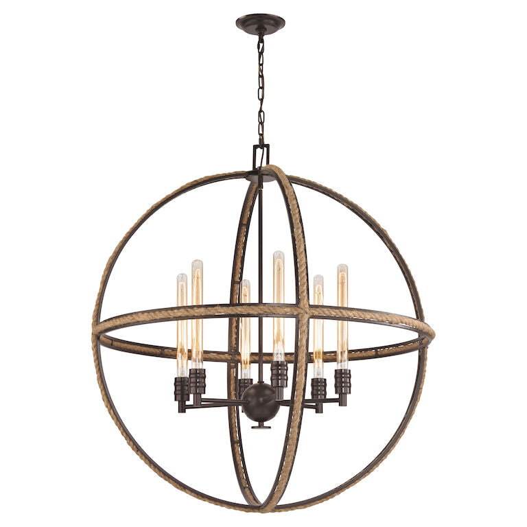 Natural Rope 34'' Wide 6-light Chandelier