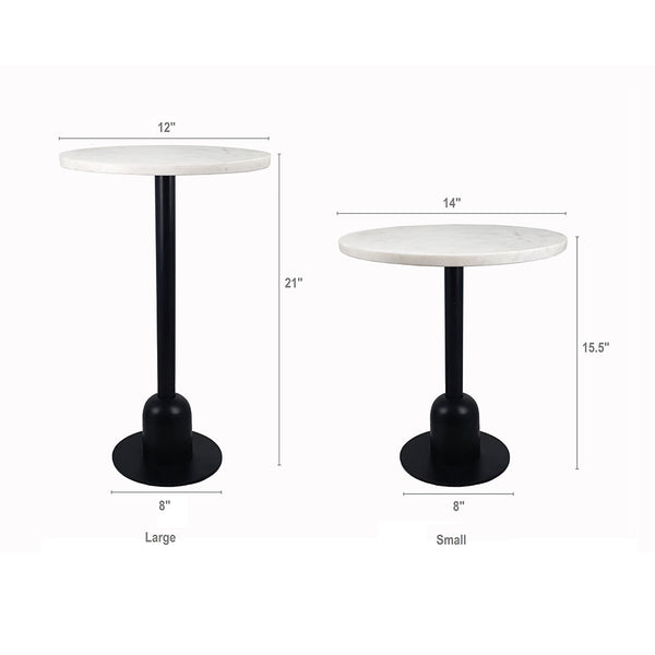 Transitional Iron and Marble Side Tables- Set/2