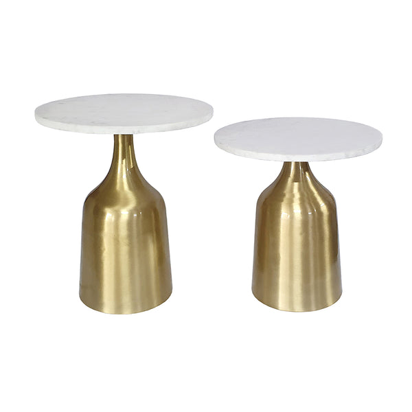 Modern Brass and Marble Side Tables - Set/2