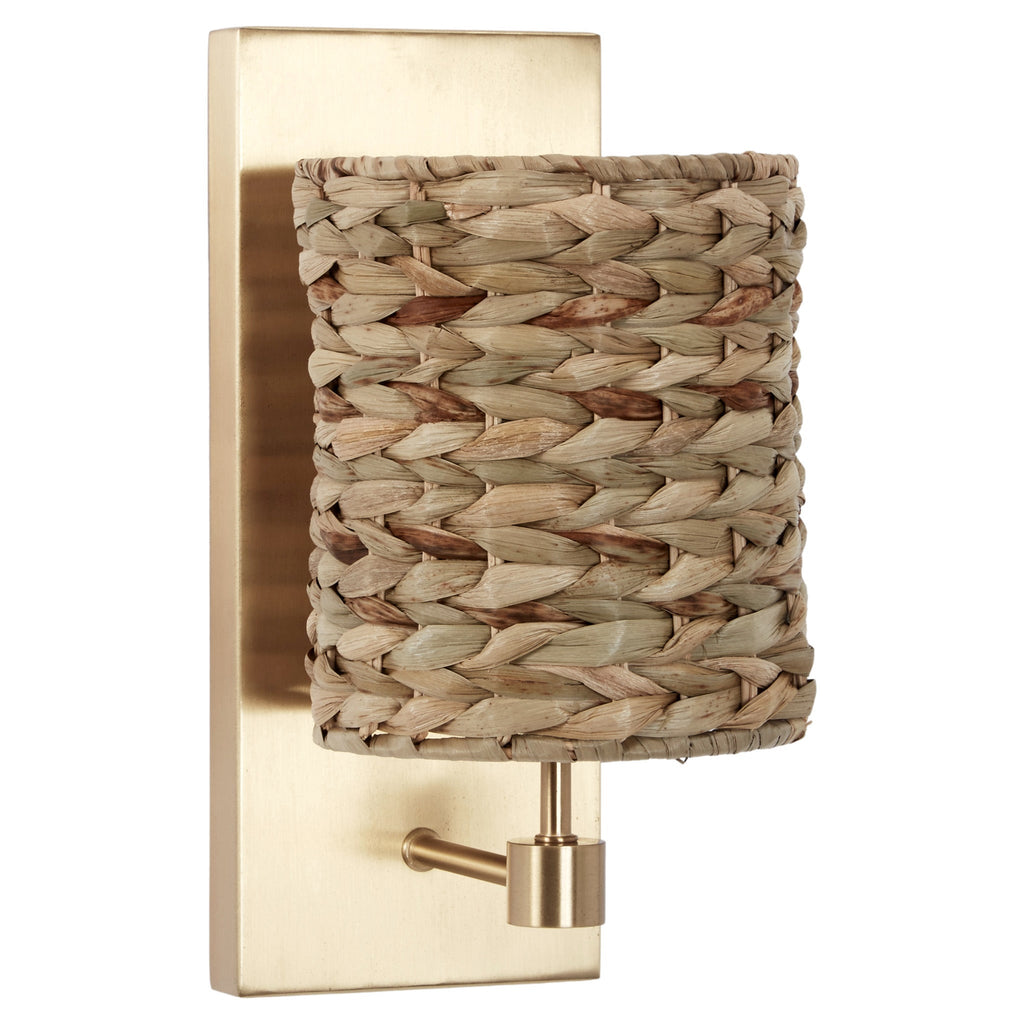 Natural Woven and Gold Sconce