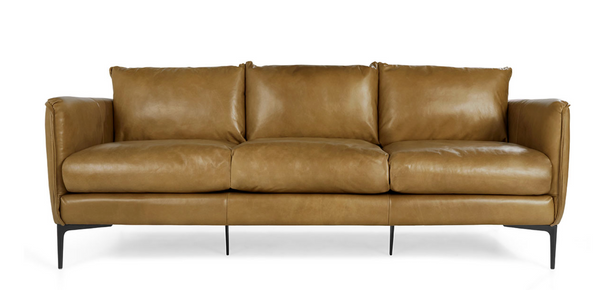 Ansley Modern Leather Sofa in Cognac