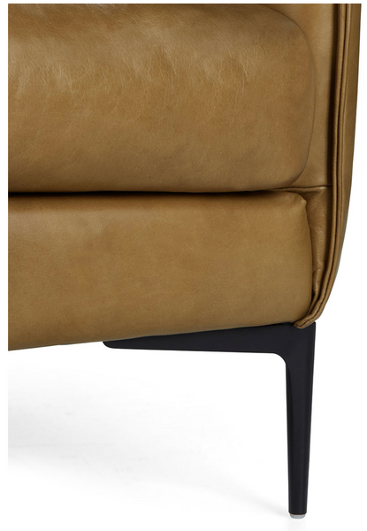 Ansley Modern Leather Sofa in Cognac