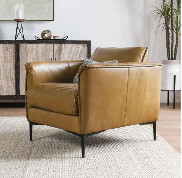 Ansley Modern Leather Chair in Cognac