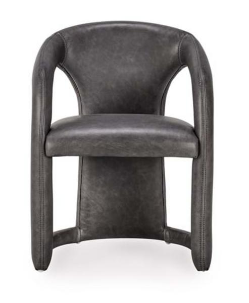 Winston Leather Dining Chair Charcoal