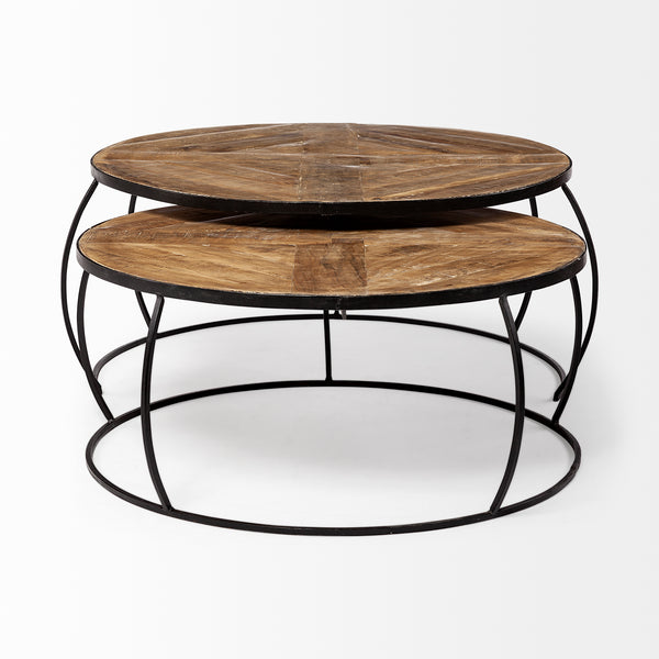 Wood and Iron Nesting Coffee Tables