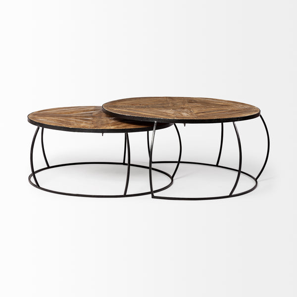 Wood and Iron Nesting Coffee Tables
