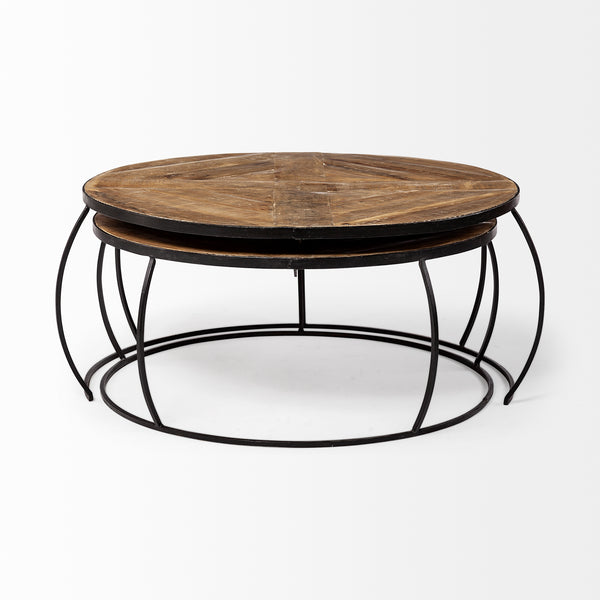 Wood and Iron Nesting Coffee Tables