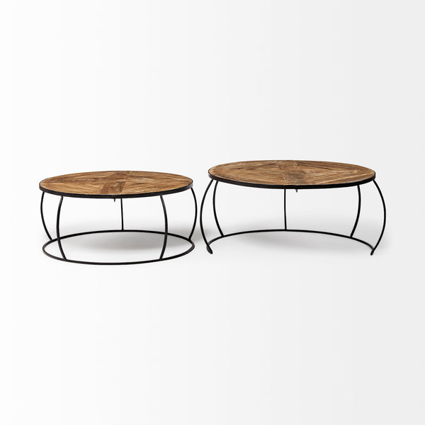 Wood and Iron Nesting Coffee Tables