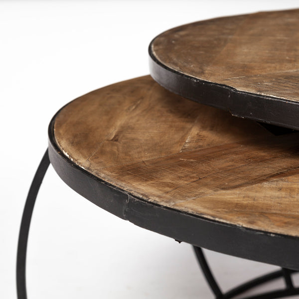 Wood and Iron Nesting Coffee Tables
