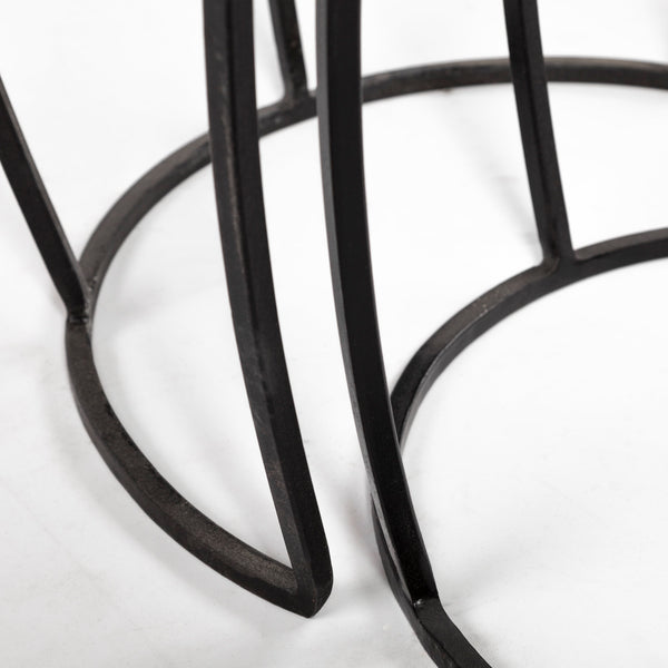 Wood and Iron Round Side Table