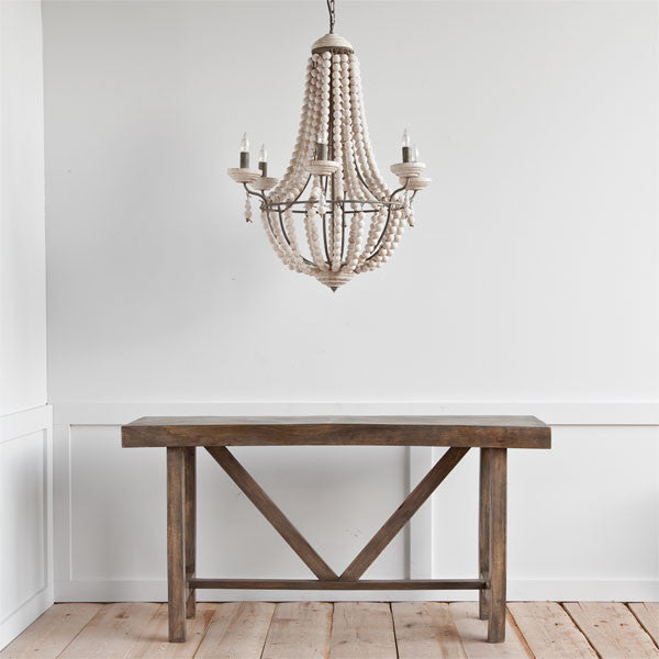 White washed Wooden Chandelier - CENTURIA