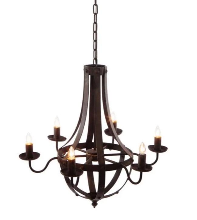 Antique Black Rustic Six Light Chandelier - CENTURIA