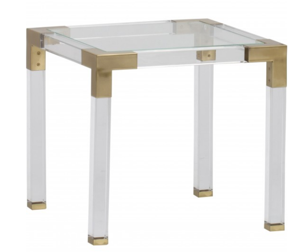 Lucite & Brass Side Table - CENTURIA