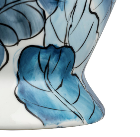 Blue and White Hand Painted Leaf Ginger Jar - CENTURIA