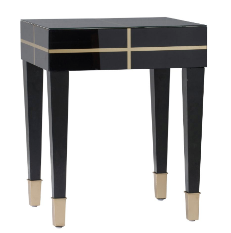 Geometric Lacquered Black and Gold Side Table - CENTURIA