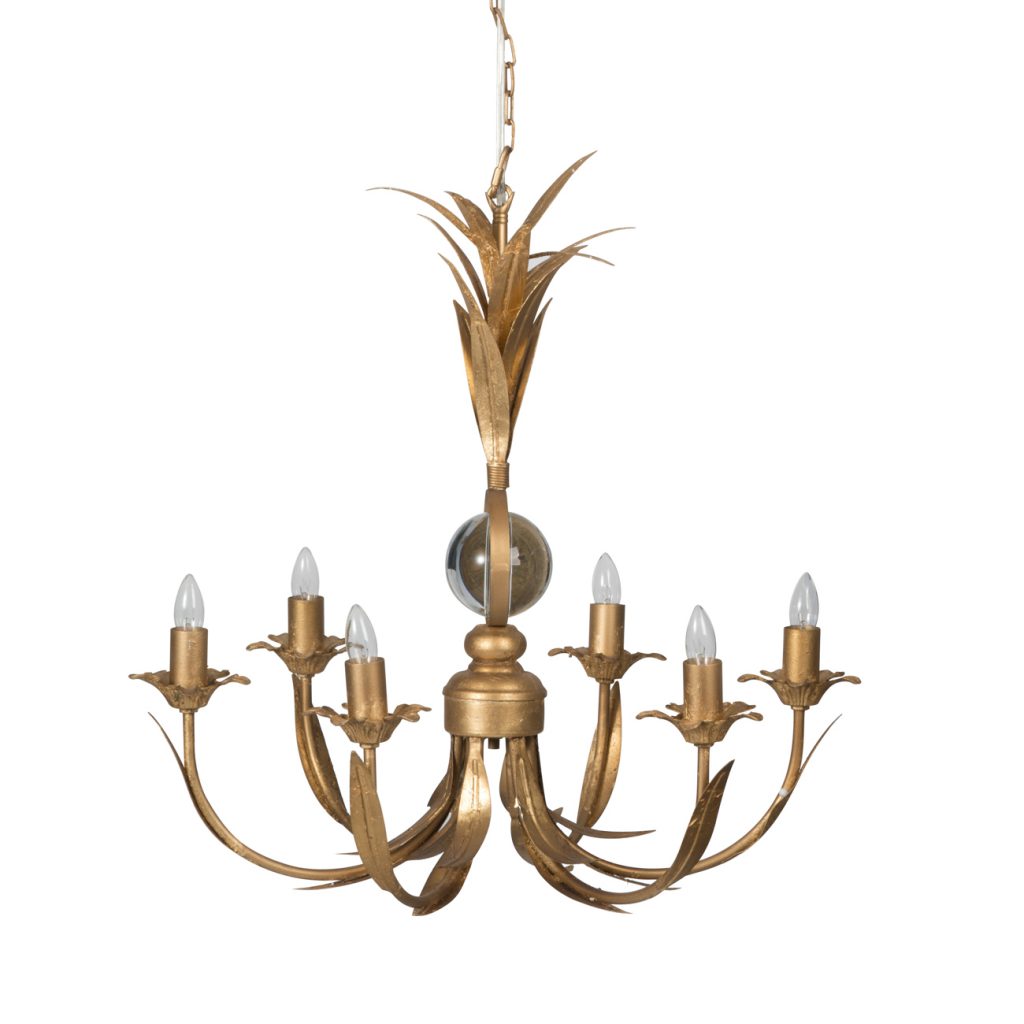 Vintage Style Brass Feather Chandelier - CENTURIA
