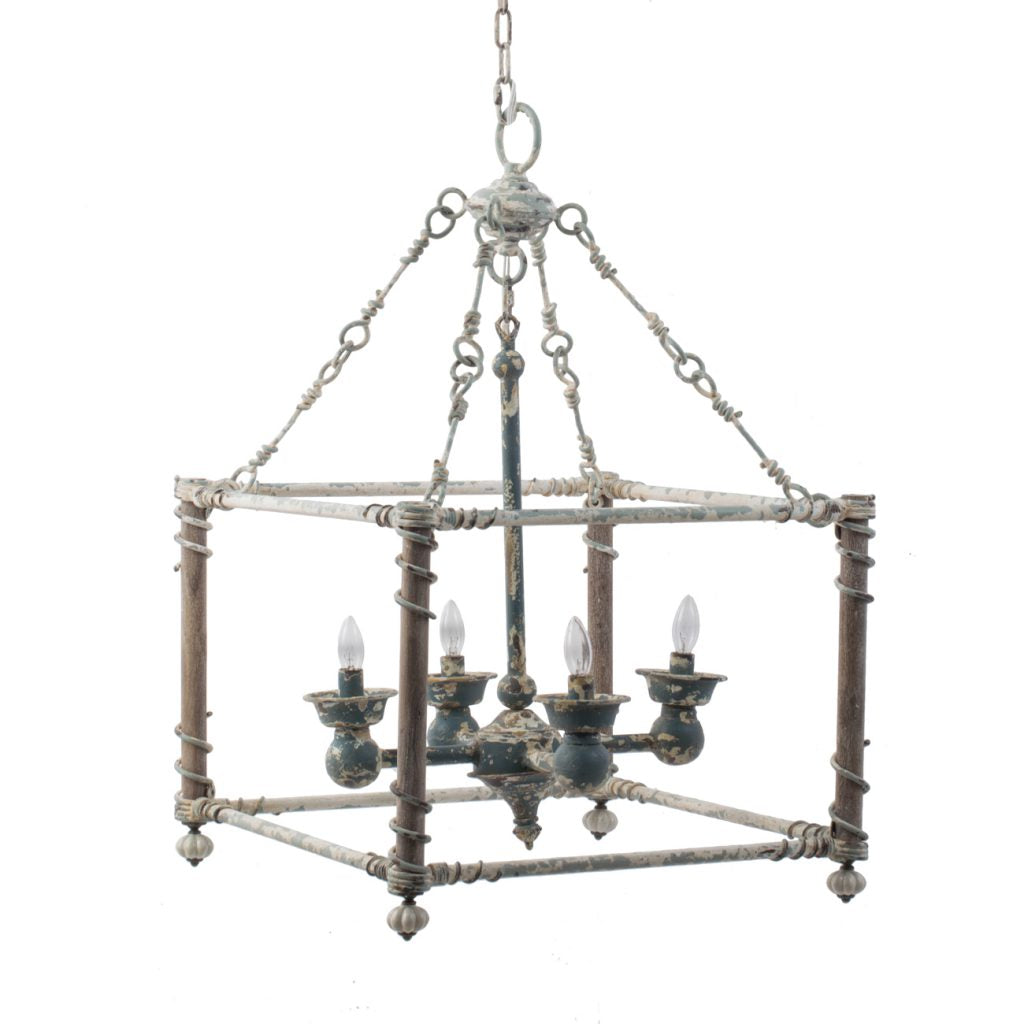 Vintage Style Rectangular Distressed Chandelier - CENTURIA