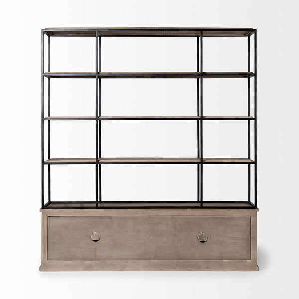 Wooden and Black Metal Industrial Chic Shelving - CENTURIA