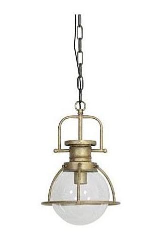 Antique Brass Cage Globe Pendant Light
