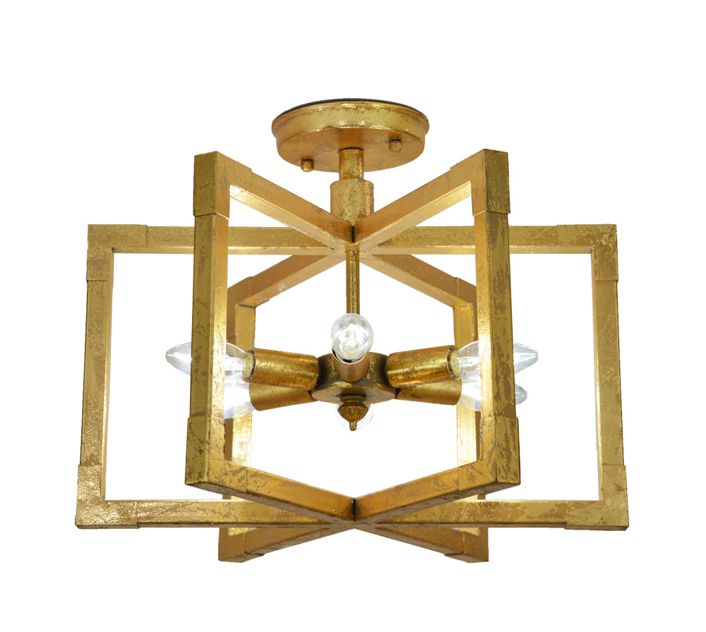 Antique Gold Transitional Flush Mount Light