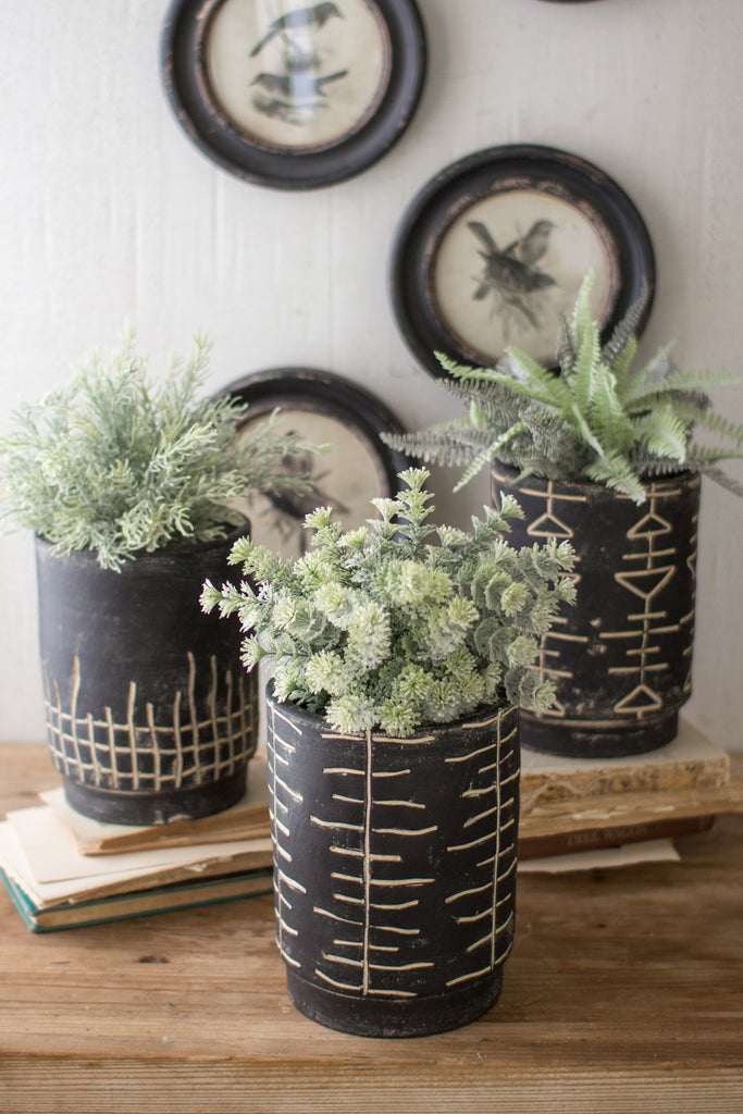 Set of 3 Clay Tribal Vases - CENTURIA