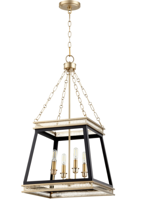 Classic Black and Gold Square Pendant