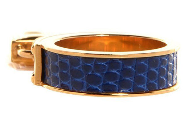 Hermès Blue Lizard Padlock Ring - CENTURIA