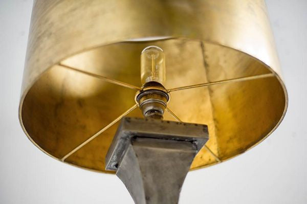 Large Gold and Galvanized Metal Table Lamp - CENTURIA