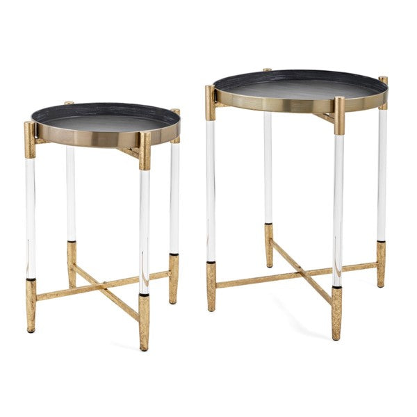 Lucite and Iron Round Side Tables-Set/2 - CENTURIA