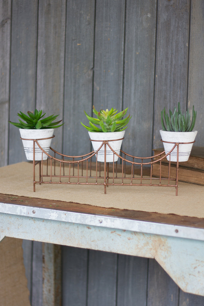 White Washed and Copper Planter Centerpiece - CENTURIA