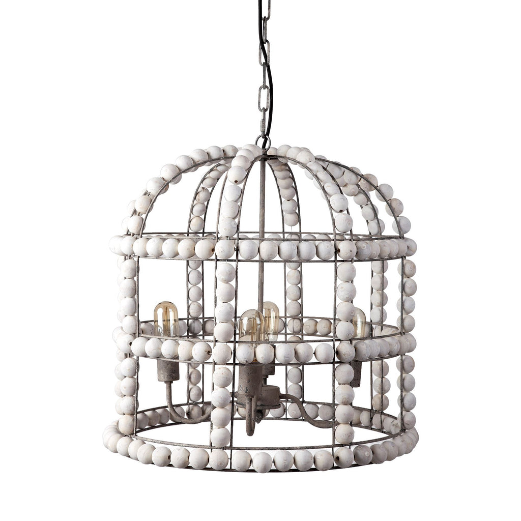 White Washed Mango Bead Chandelier - CENTURIA