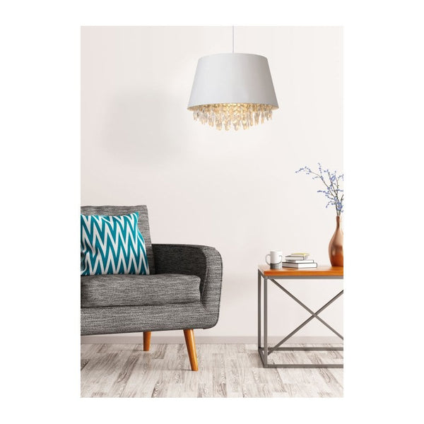 White Draping Crystal Drum Light - CENTURIA