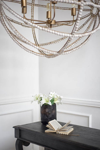 White Washed Globe Chandelier - CENTURIA
