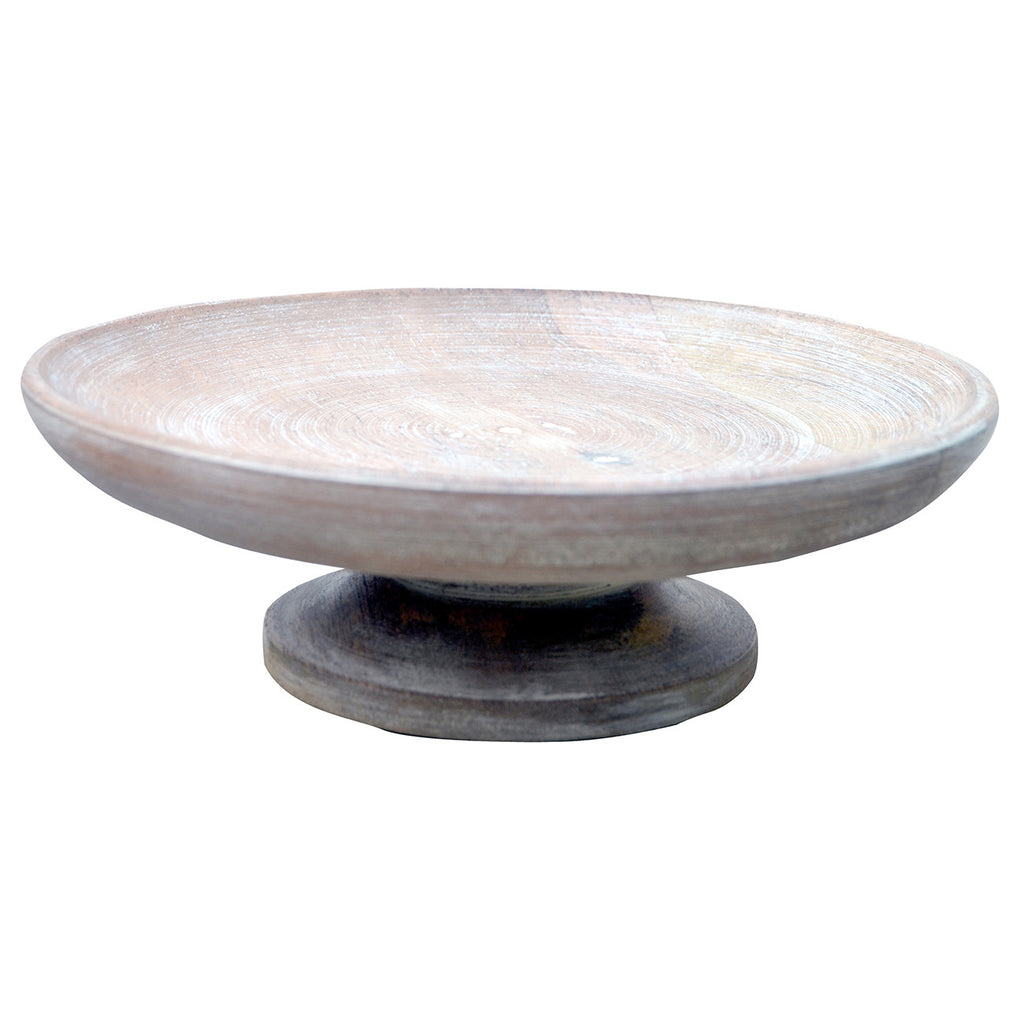 Whitewashed Wooden Footed Bowl - CENTURIA
