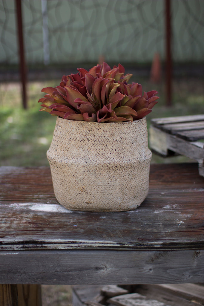 Woven Cement Planter in Natural - CENTURIA