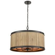 Wooden Barrel 25'' Wide 6-light Chandelier