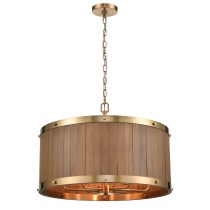 Wooden Barrel 25'' Wide 6-light Chandelier