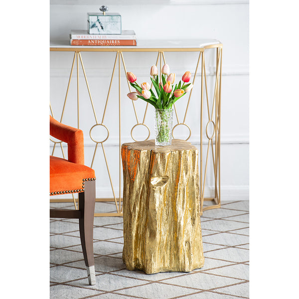 Gold Natural Element Stool-Side Table