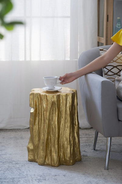 Gold Natural Element Stool-Side Table