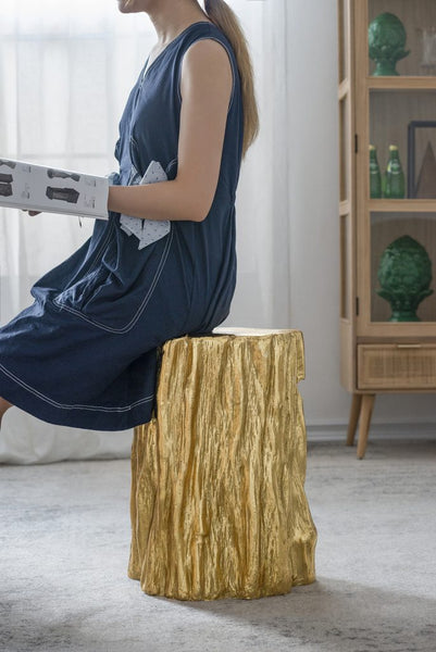 Gold Natural Element Stool-Side Table