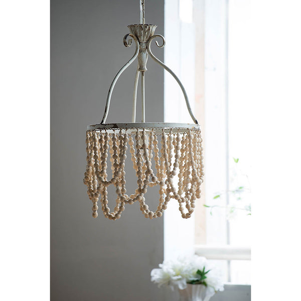 Shabby Chic Wooden Beaded Chandelier