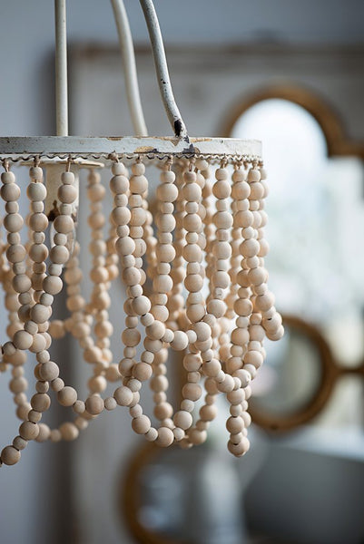 Shabby Chic Wooden Beaded Chandelier