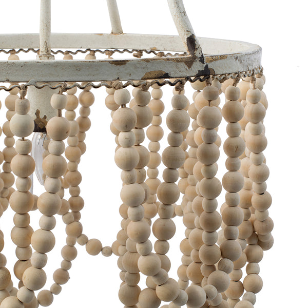 Shabby Chic Wooden Beaded Chandelier