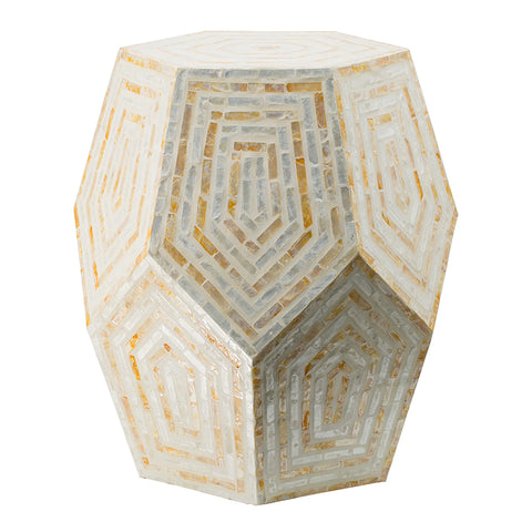 Ivory Capiz Stool- Side Table