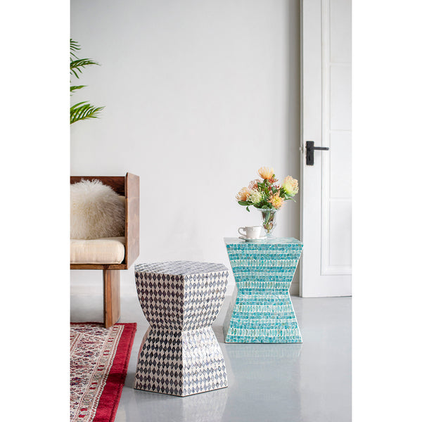 Black and White Hexagon Stool- Table