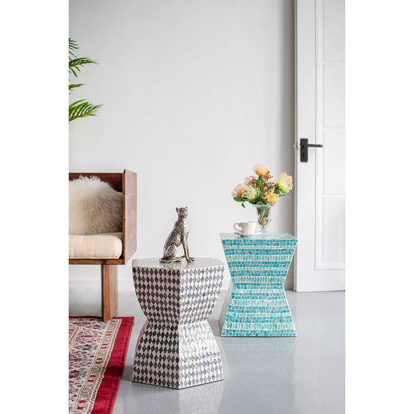 Black and White Hexagon Stool- Table