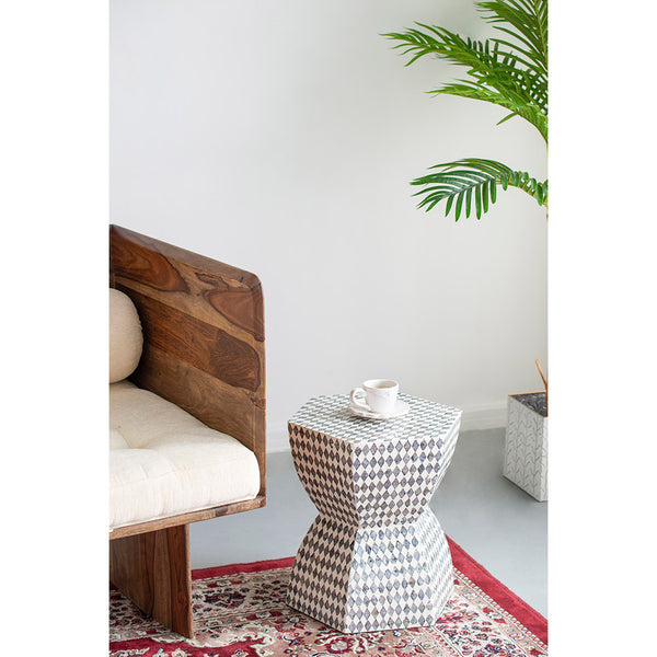 Black and White Hexagon Stool- Table