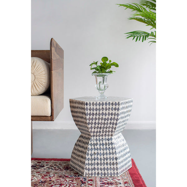 Black and White Hexagon Stool- Table