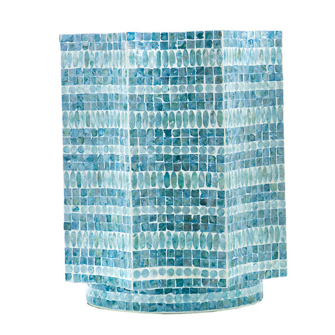 Starburst Turquoise Capiz Stool- Side Table